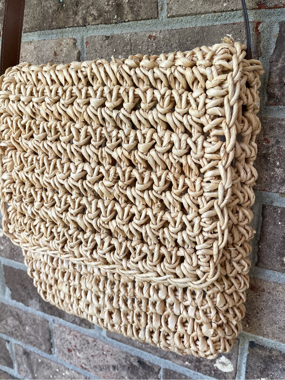 Woven Straw Raffia Shoulder Bag Natural Tan Brown Strap - Picture 4 of 16